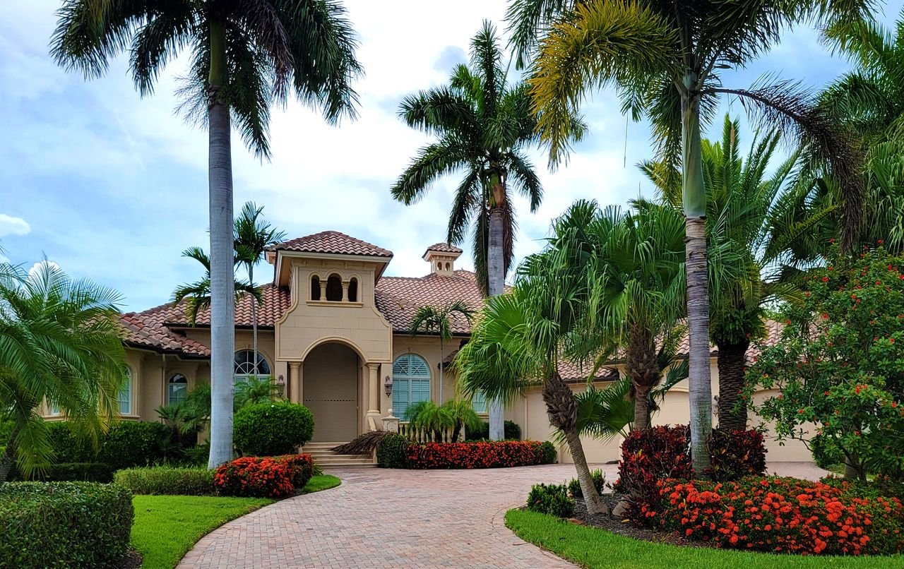 Beautifully landscaped front entrance